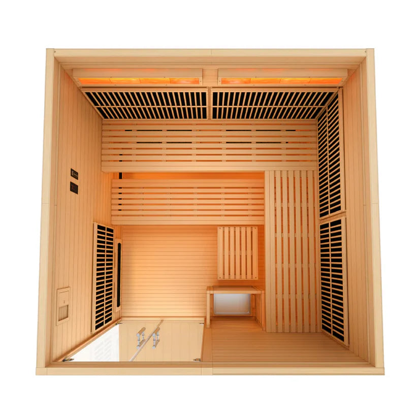 Golden Designs 2025 Toledo GDI-8360-01 6 Per Hybrid Sauna (Indoor).WIFI Full Spectrum and Harvia Stove