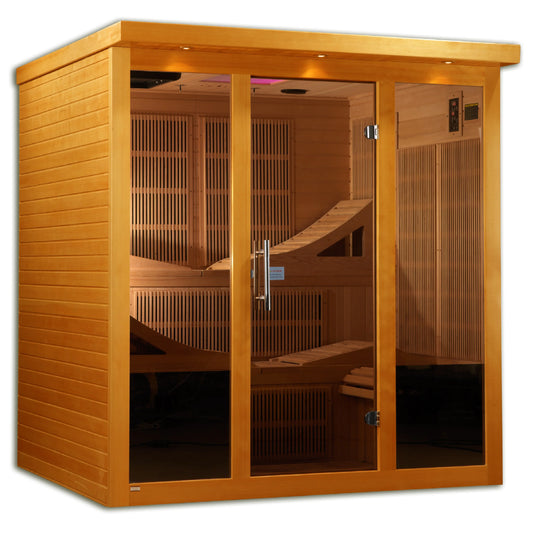 DYN-6996-01 Elite Monaco 6-Person Ultra Low EMF FAR Infrared Sauna - Honey Finish