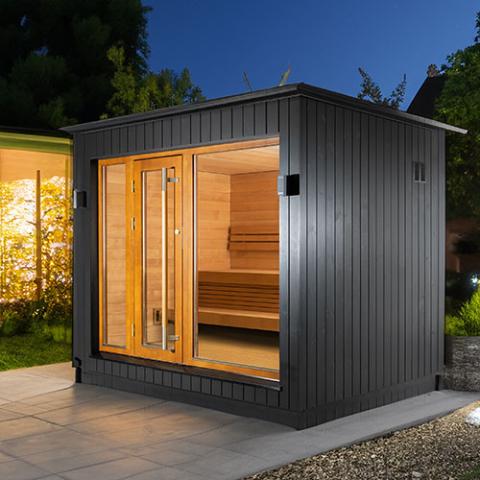 SaunaLife Model G7 Pre-Assembled Outdoor Home Sauna Garden Series, Pre-Built Outdoor Sauna Cabin, Bluetooth Audio, Up to 6 Persons