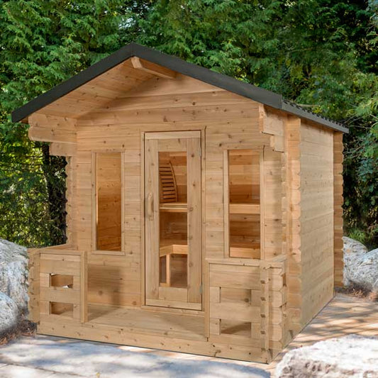 Dundalk LeisureCraft CT Collection 2-6 Person Georgian Cabin Sauna with a built-in front porch - CTC88PE