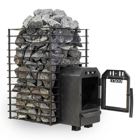 Cozy Heat Quattro Thru-Wall Sauna Stove Wood Burning Sauna Stove, 18kW