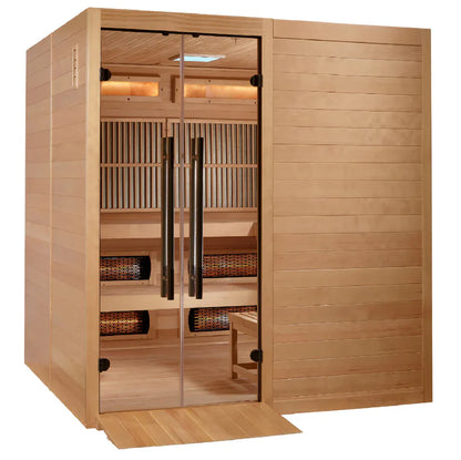 Golden Designs 2025 Toledo GDI-8360-01 6 Per Hybrid Sauna (Indoor).WIFI Full Spectrum and Harvia Stove