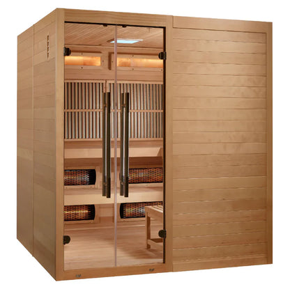 Golden Designs 2025 Toledo GDI-8360-01 6 Per Hybrid Sauna (Indoor).WIFI Full Spectrum and Harvia Stove