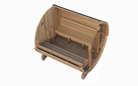 SaunaLife Model E8G Sauna Barrel Glass Front ERGO Series Sauna Barrel 87"D x 81"H, 6-Person, Glass Front
