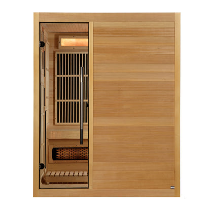 Golden Designs 2025 Soria GDI-8330-01 3 Per Hybrid Sauna (Indoor). Full Spectrum and Harvia Traditional Stove