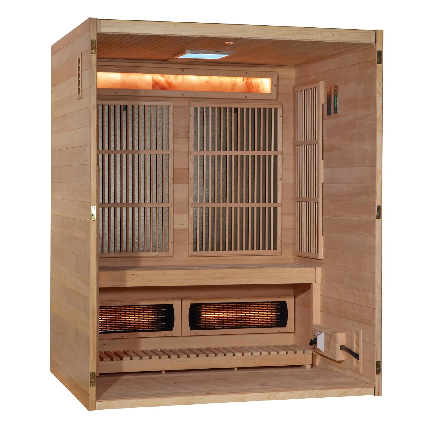 Golden Designs 2025 Soria GDI-8330-01 3 Per Hybrid Sauna (Indoor). Full Spectrum and Harvia Traditional Stove