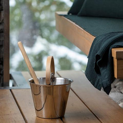 Rento Harri Koskinen Sauna Ladle, Stainless Steel w/ Birch Wood Handle