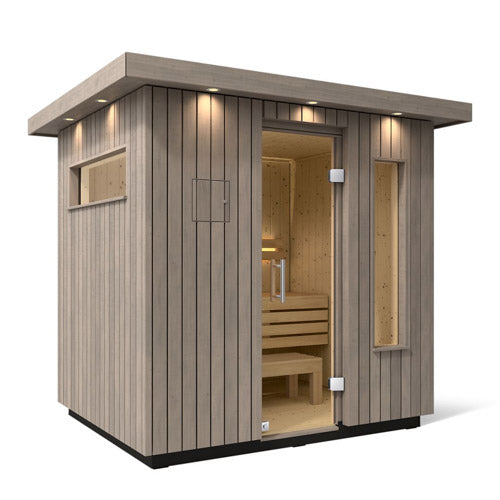 Kohler C2 Outdoor Sauna Kit, Weathered Grey Spruce, Up to 6 Persons