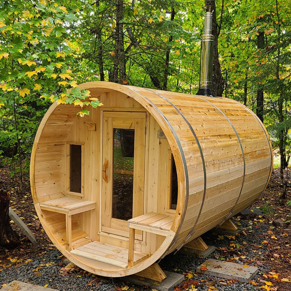 Dundalk Leisurecraft CT Tranquility Barrel Sauna with Porch that seats 6-8 people - CTC2345E
