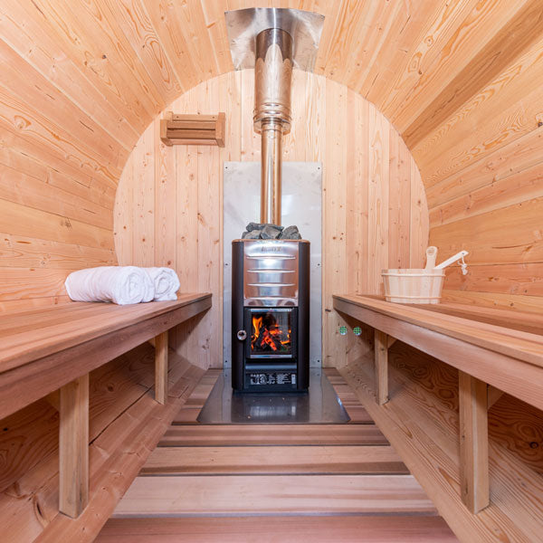 Dundalk Leisurecraft CT Tranquility Barrel Sauna with Porch that seats 6-8 people - CTC2345E