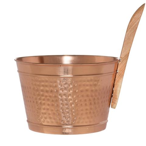 Rento Straight Handle Sauna Bucket, Copper, Straight wooden handle, 4L