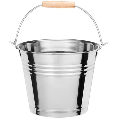 Rento 4Living Sauna Bucket, Steel w/ Curved steel/wooden Handle, 6L