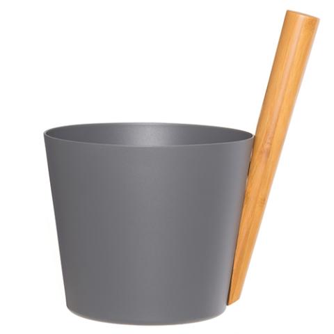 Rento Straight Handle Sauna Bucket, Aluminum w/ Thermo Bamboo 5 Liter