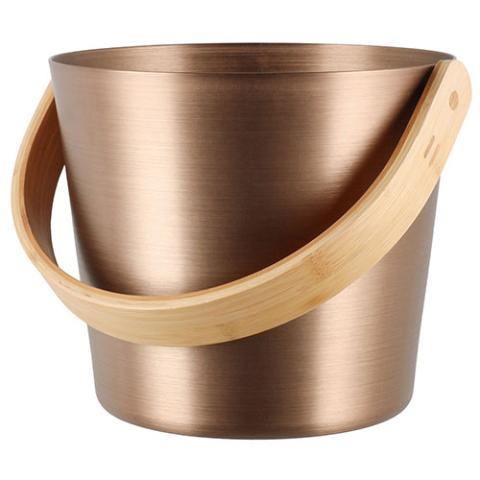 Rento Curved Handle Sauna Bucket, Aluminum w/ Thermo-Bamboo