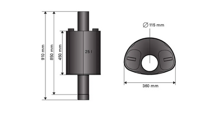 Harvia WP250LD Legend Pipe Mounted Water Heater Tank